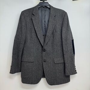 Di Benedetto American Craftsman Mens Sport Coat Size 44 Herringbone Patch Elbows
